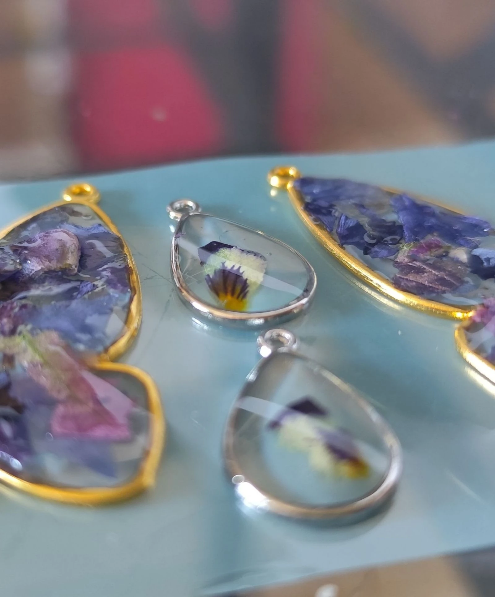 Thoughts and blue flowers earrings – photo 3
